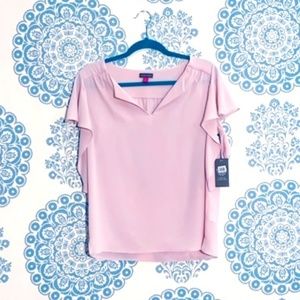 VINCE CAMUTO pink flutter sleeve top  NWT!!!